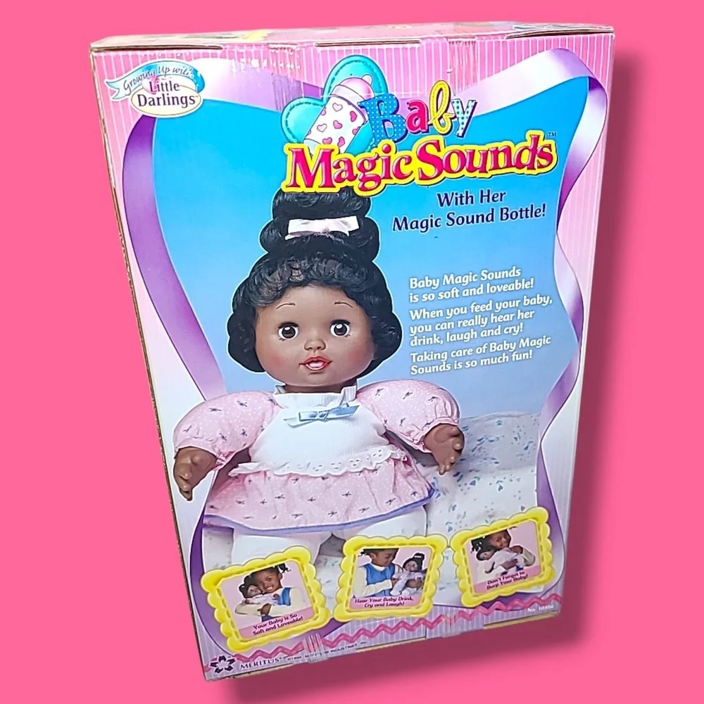 Vintage Meritus Little Darlings Baby Magic Sounds AA Doll NOS NIB Sound Bottle